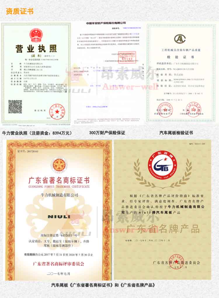 牛力汽车尾板，货车尾板，载重2吨汽车尾板，厢式货车尾板